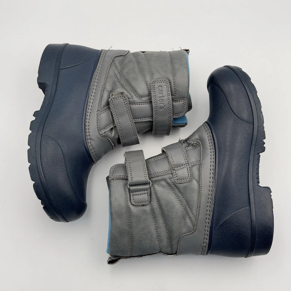 Carter's Deltha Waterproof Winter Snow Boots Toddler Boys Size 3M Gray Navy - Image 4 of 4