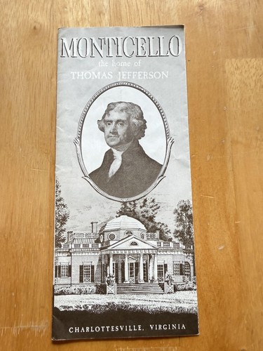 Vintage Monticello Thomas Jefferson Home Travel Brochure Map Charlottesville VA