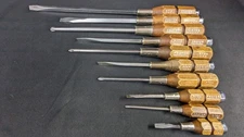Vintage PROTO Professional USA Wood Handle Screwdriver Set 10pc 9700 Series