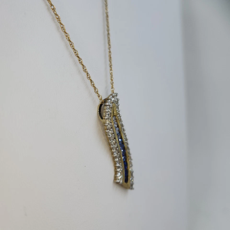 Blue and White Sapphire Journey Pendant and Chain, Gold Plated - Image 2 of 4