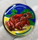Hand Enameled 2022 Dominica Mountain Chicken Frog 1 oz .999 Fine Silver Coin
