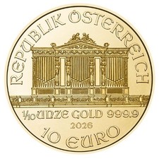 2026 Austria Gold Philharmonic 1/10 Oz 10 Euro - Bu