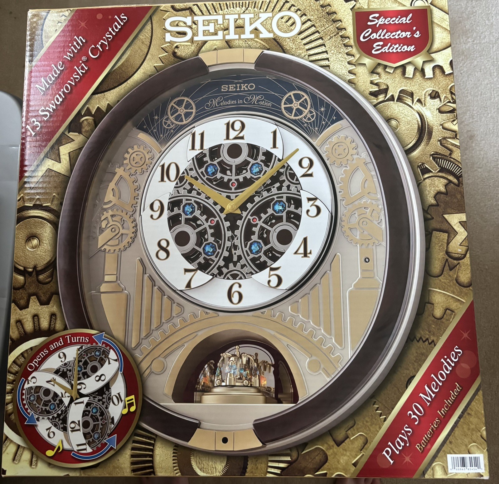 Seiko Melodies In Motion Musical Wall Clock Swarovski Crysta