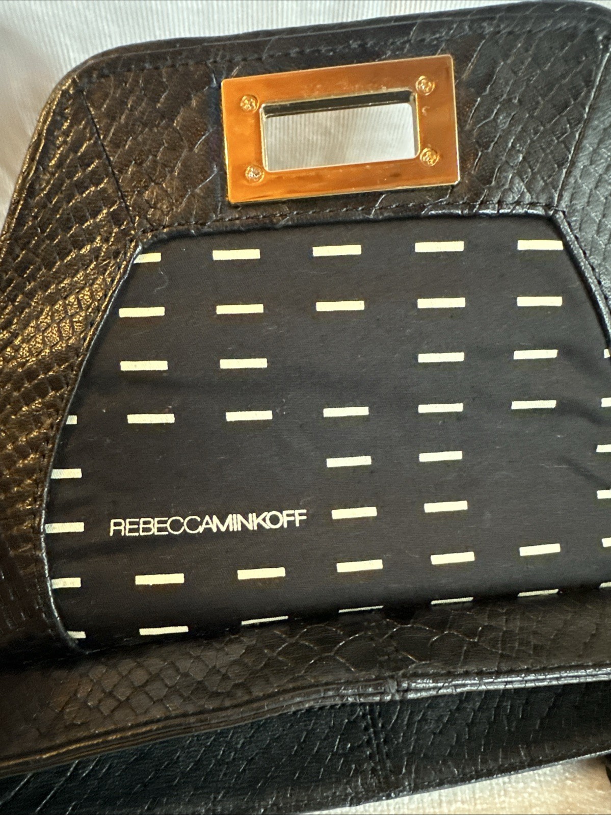 Rebecca Minkoff Small Black Python Embossed Leath… - image 7