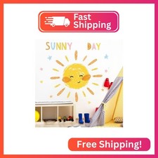 Eutecado Sun Wall Decals Watercolor Sunny Day Wall Stickers for Kids Room, Lovel