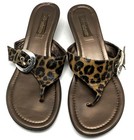 Brighton Leopard Print Leather Thong Wedge Sandals Italy Women's Size 10 — photo 1