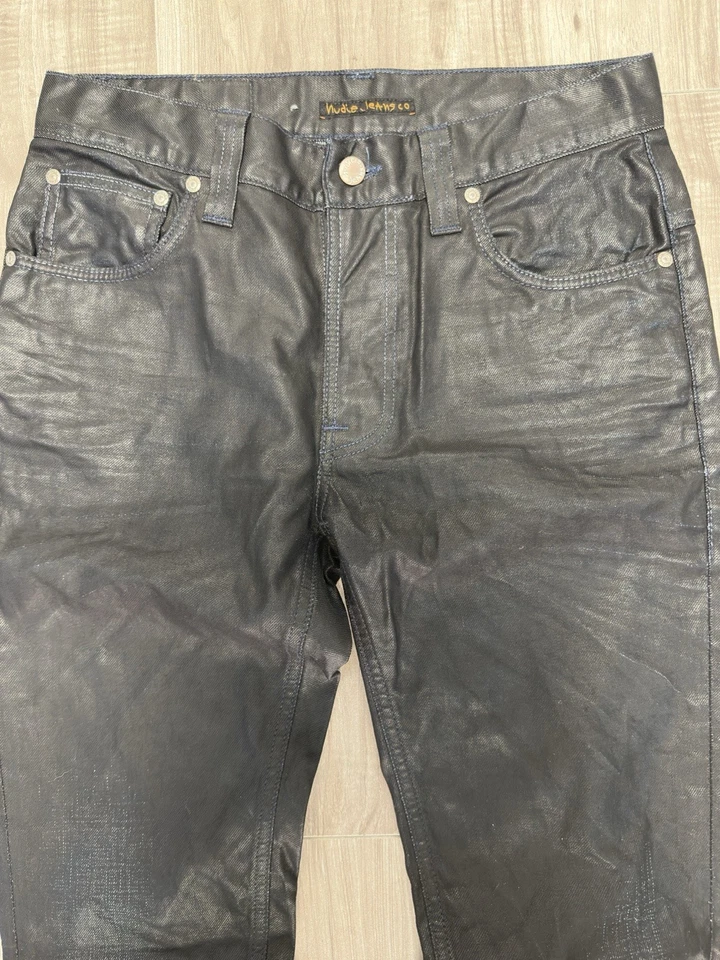 NUDIE JEANS CO. NEGRO RECUBIERTO ÍNDIGO FINO ALETA/HOMBRE TALLA 31x32 JEANS DENIM CRUDO. Foto 3 de 4
