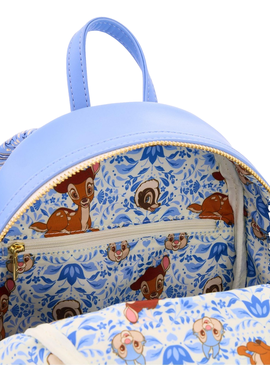 Loungefly Disney Bambi Floral Embroidered Mini Backpack Blue BoxLunch Exclusive New! Pre-order: Loungefly Disney Bambi Floral Mini Backpack  main image 4