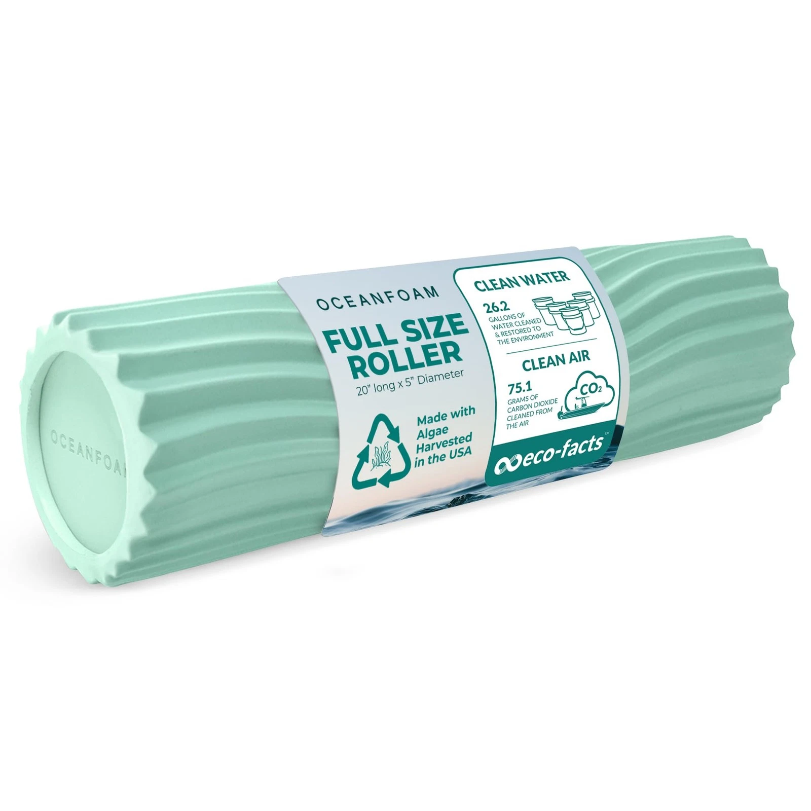 Tidal Roller - Seafoam - Muscle Massage Foam Roller for Back Pain & Stretchin...