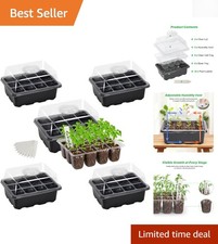 5-Pack Seed Starter Tray Kit with Adjustable Humidity Dome for Indoor Gardening