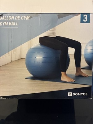 DOMYOS Gr. 3 / 75 cm robuster Schweizer Ball - blau - neu geöffnet