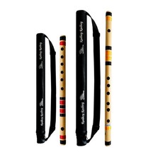 Musical Flute C Scale 6 Hole 14" D Natural 7 Hole 18" Bamboo Bansuri Carry Bag