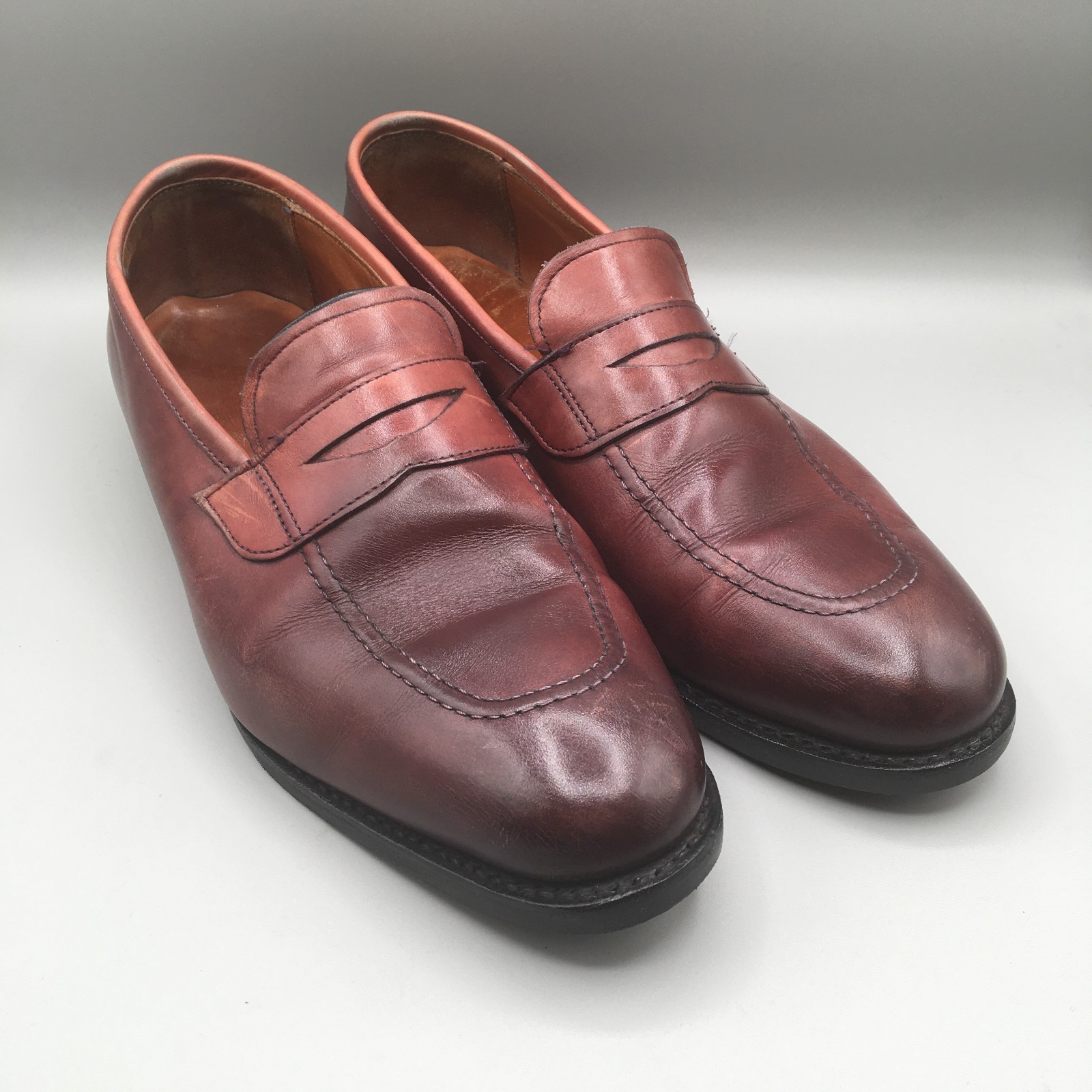 Allen Edmonds Lake Forest Penny Loafers Mens 10 Oxblood Leather Apron Toe Resoleable