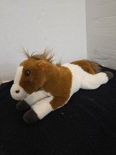 FAO Schwarz Horse Pony Plush Brown Cream 15 Inch Long Stuffed Animal Toy