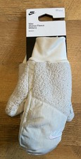 NWT Nike Sherpa Fleece Mittens Womens XS/S Beige White Winter Warm Gloves
