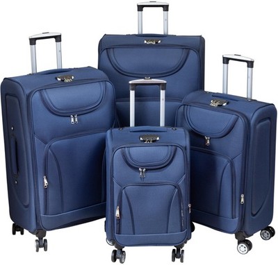 Nylon Trolley Rollkoffer Dehnfalte 360° aufrecht rollbar Maribor Blau M bis XXL