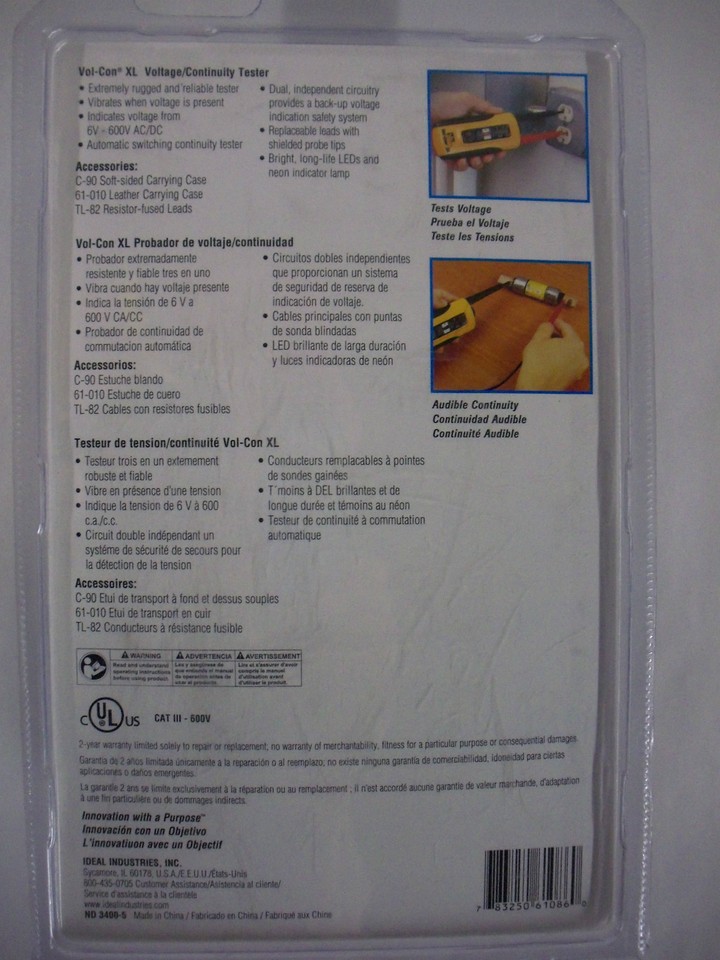 IDEAL VOLCON XL Voltage Meter/Continuity/Solenoid Tester Wiggy NEW eBay