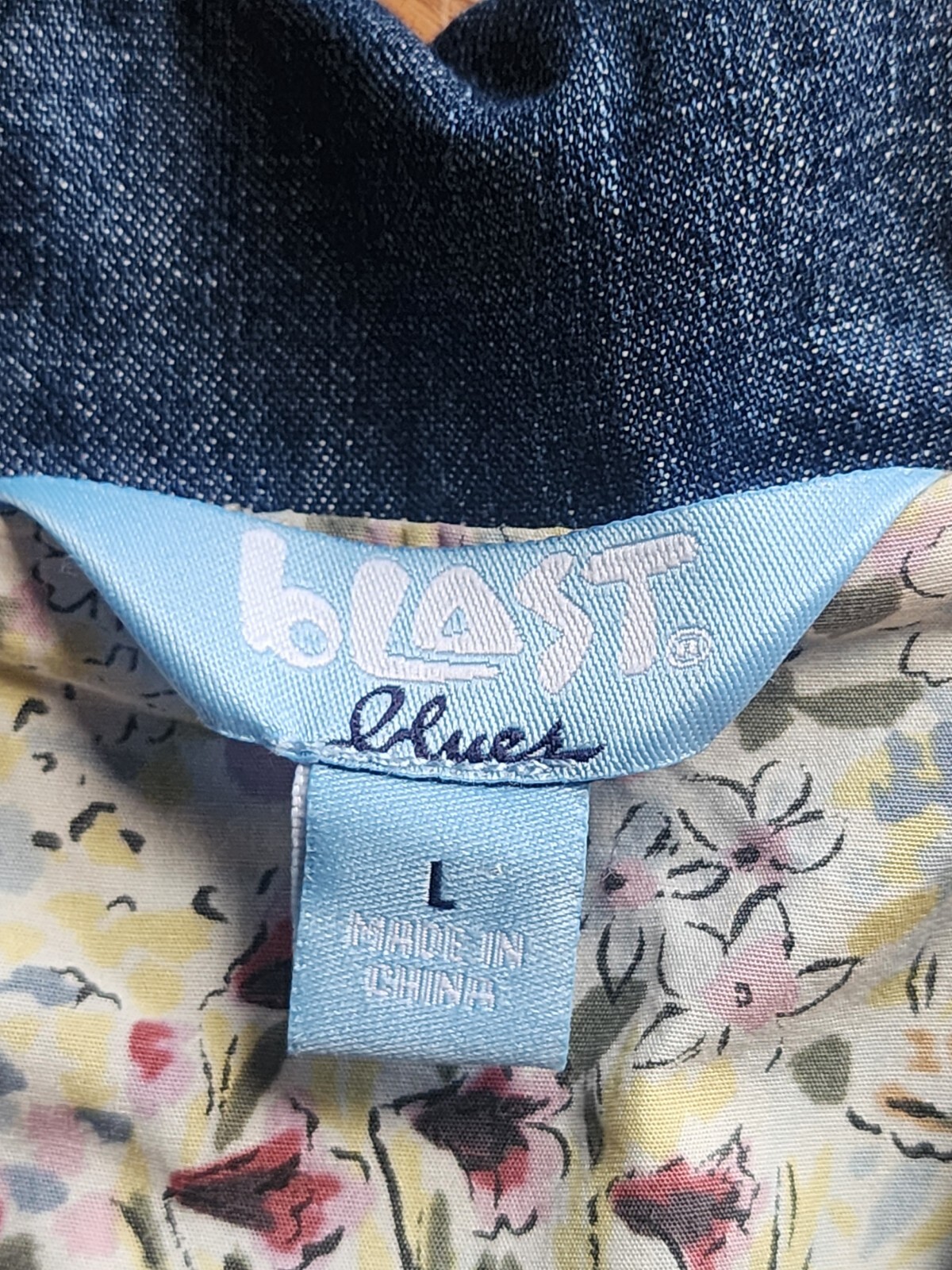 Denim Shacket Jacket Blast Blues Patch L Vintage? - image 11