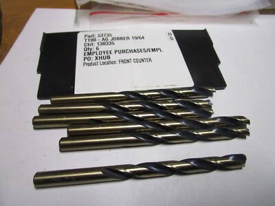 19/64'' Hi-Molybdenum Steel 135° Split Point Black/Gold Finish Jobber Drill QTY 6