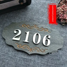 Customized 2-4 Numbers Letters House Apartment Door Address Plaque Carved Wood