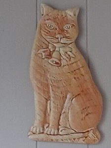 MANCER ITALY HAND PAINTED CAT DOMAIN CERAMIC WALL HANGING 