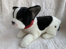 FAO Schwarz French Bulldog Puppy Dog Plush Toy Black  White 11.5 Inch EUC