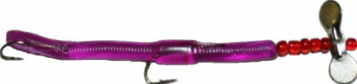 K & E Stopper Lures Worm Rival Spin, SIX Packs, 2-1/2'' Long, Purple  #WRSP1PK-1