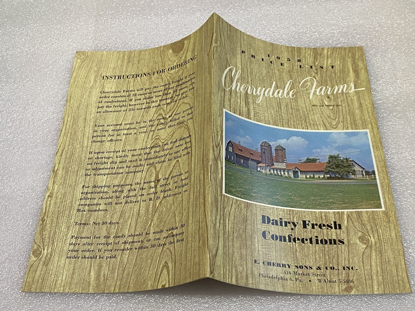Vtg 1958 Cherrydale Farms Candy Price List E Cherry Sons & Co Philadelphia Pa