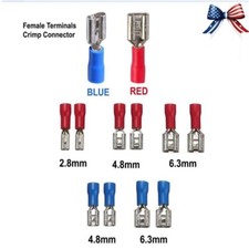Red Blue Insulated Female Spade Terminals Connector Crimp Electrical Wire Copper