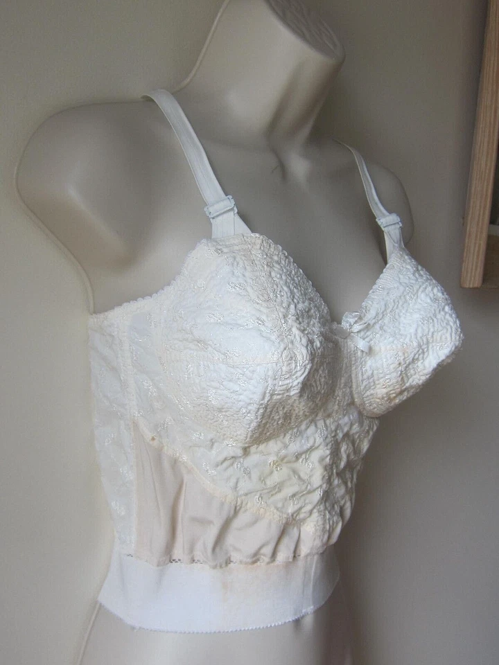 VTG 50's Jantzen 34C Full Circle Pointy Long Line Bra Wireless Cotton Cups - Image 2 of 4