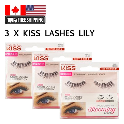 Kiss lash Eyelashes *with Glue* Natural Soft 3D Volume Faux Cils False (LILY)