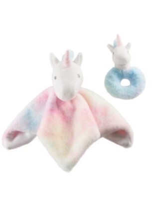 Ugg Polar Tie Dye Unicorn Security Blanket Lovey Rattle Gift Set