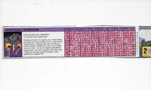Transformers Original G1 1985 Triplechanger Astrotrain Tech Spec