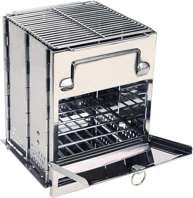 REDCAMP Wood Burning Folding Camp Stove Stainless Steel Grill, Portable Collapsi