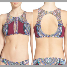 NWT  101 Red Carter High Neck Bikini Swim Top  SZ XS  1000