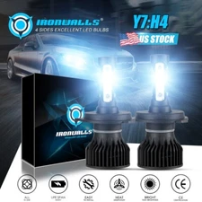 IRONWALLS H4 9003 LED Headlight Bulb Kit Hi-Low Beam 6000K High Power Lamp 4Side