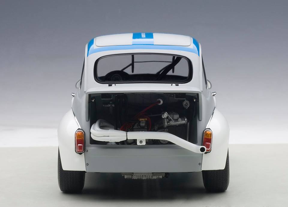 FIAT ABARTH 1000 TCR MATTE GRAY BLUE STRIPES 1:18 by AUTOART