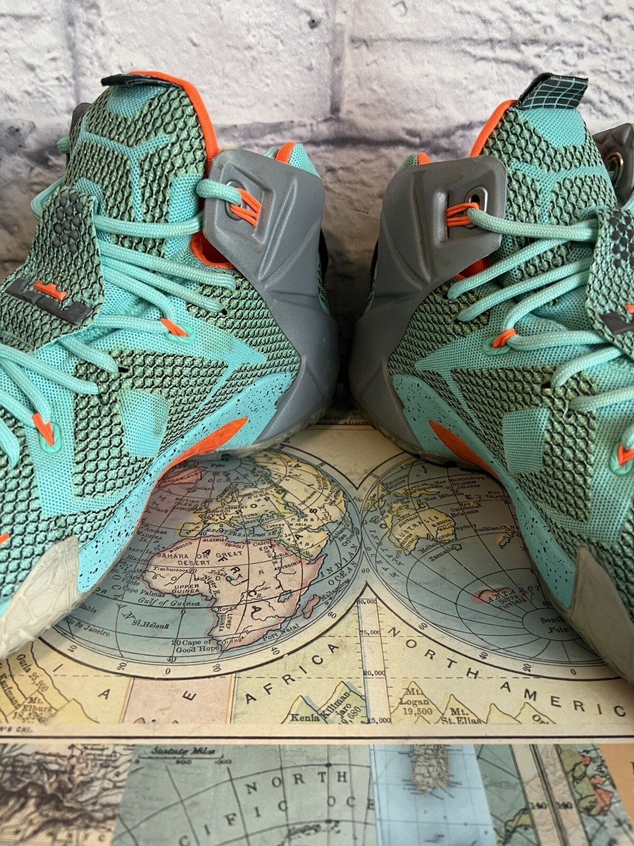 Nike LeBron James NSRL XII 12 Teal Gray Orange Mens Sz. 11.5 2014