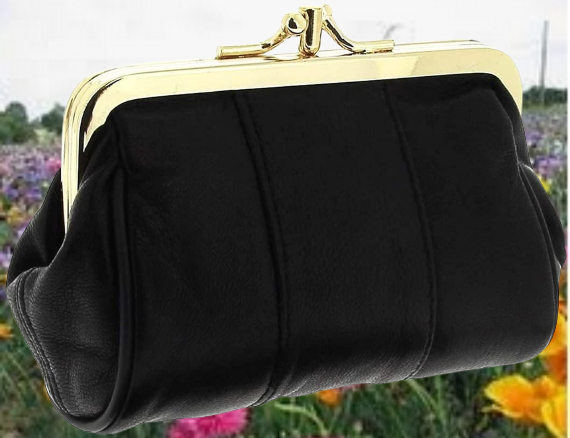 Porte-Monnaie Clic Clac Rétro Cuir d'agneau Fermoir doré