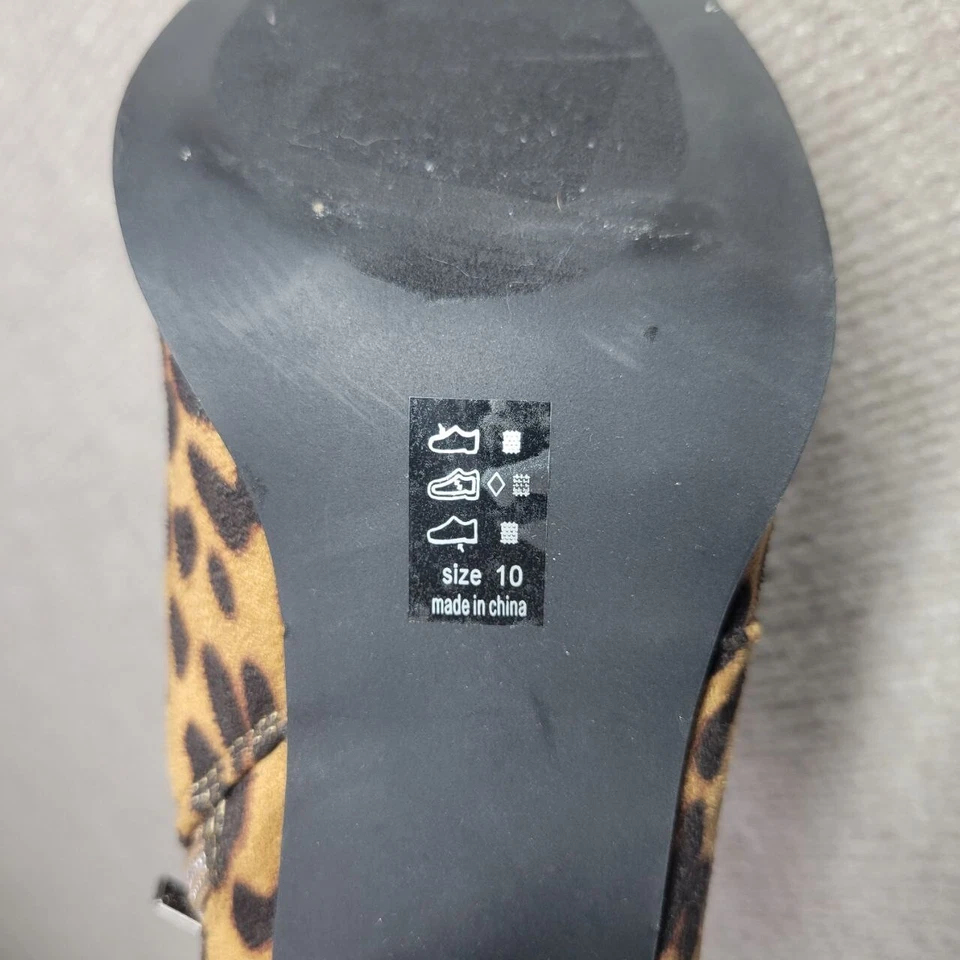 Michael Antonio Booties Womens 10 Brown/Black Leopard Print Pull On Ankle Boots - Image 2 of 4