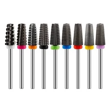 5 in 1 High Quality 2 Way Tapered Nail Black Carbide Bit Acrylic Hard Gel ~Zloye