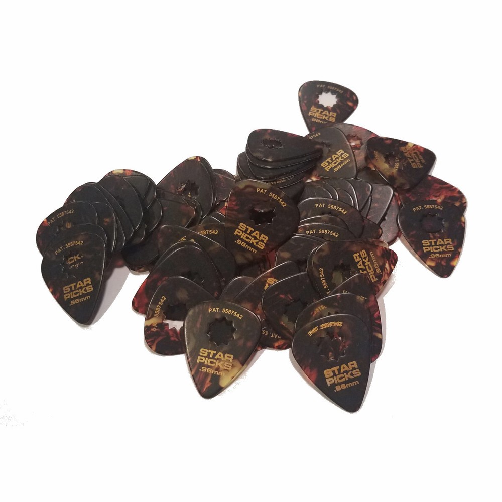 Everly Star Picks 351 Shape Shell Celluloid Guitar Picks .96mm 72 Pack Tort