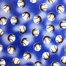 Baseballs All over on Mottled Blue Two yards Hancock 100 cotton Quilting Sewing