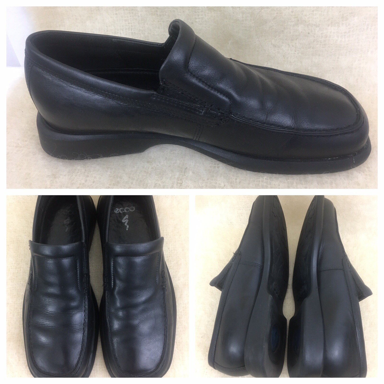 SAOLA Scarpe mocassino Ecco nere in pelle suola lattice uomo taglia US 8 5