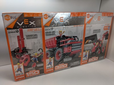 Hex Bug Vex Robotics 3 Set Package Fork Lift & Fuel Truck Dump Truck Backhoe NEW