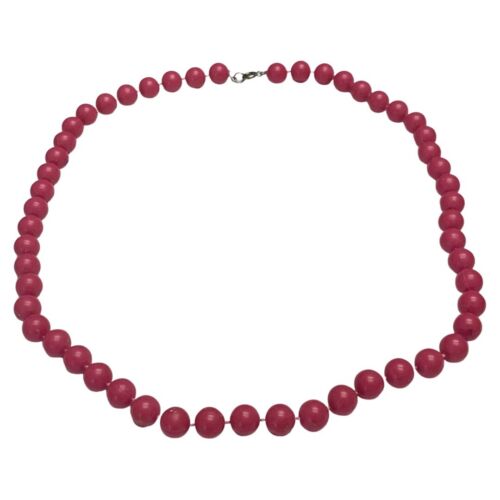 VTG Pink Fuchsia Beaded  Necklace 24" Acrylic Chai