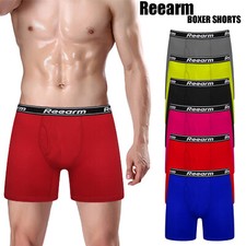 Reearm Men's Cotton Boxer Shorts 2 Pack Comfortable Sports & Running Underwear