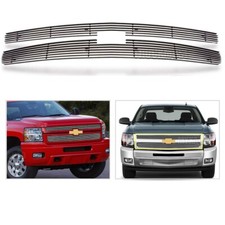 Polished Grill Fits 2007-2013 Chevy Silverado 1500 Billet Grille Front Upper 08