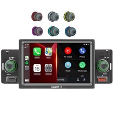 Single 1 DIN 5" Carplay/Android Auto Car Stereo Radio Bluetooth HD Touch Screen
