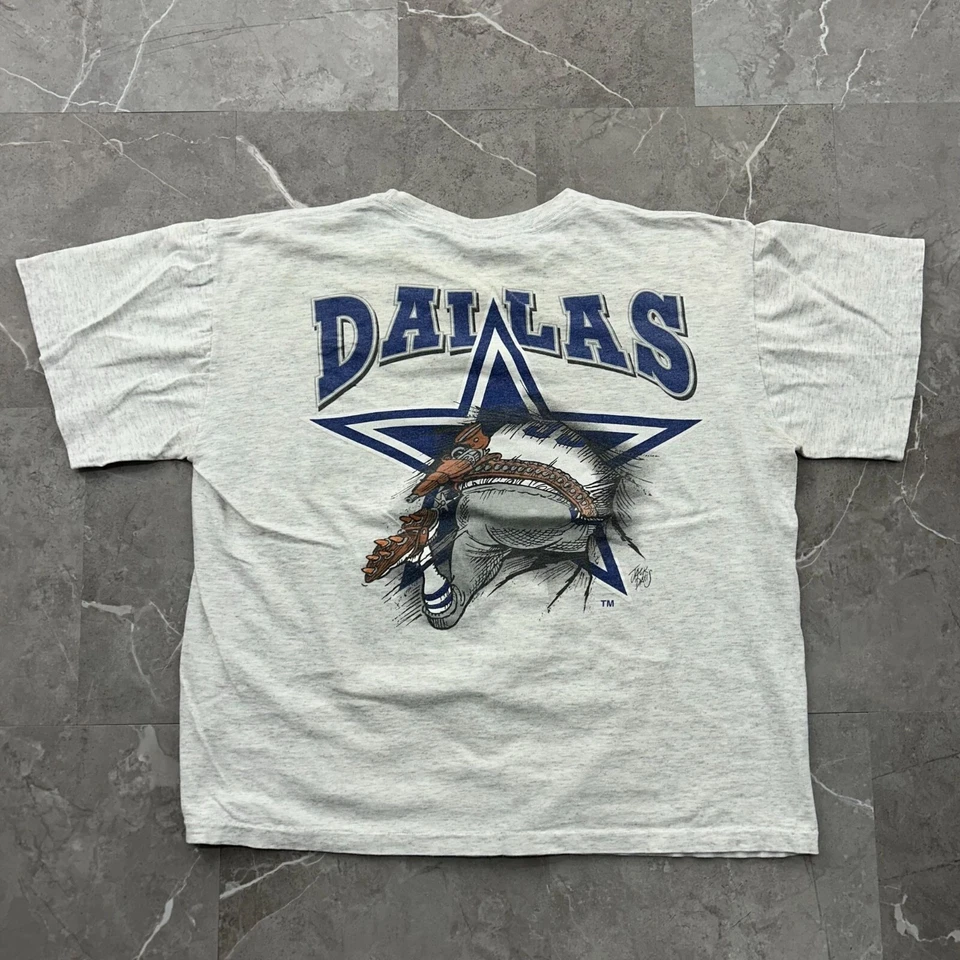 CAMISETA GRÁFICA DALLAS COWBOYS VINTAGE AÑOS 90 PARA HOMBRE XL CARICATURA AVANCE NUEZ MOSCADA Foto 2 de 4